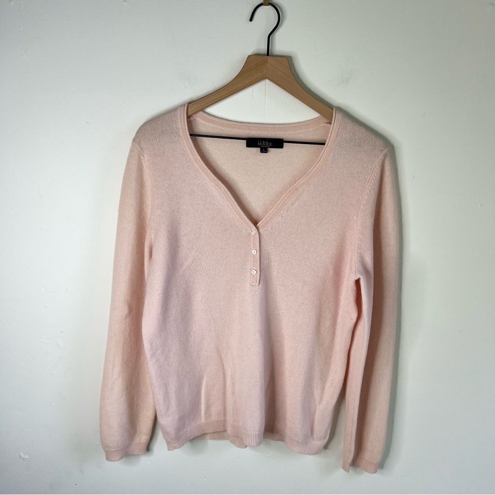 Alex Marie Pink V-Neck Lightweight Sweater size Large